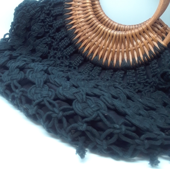 Boho Macrame & Rattan handbag - Picture 2 of 7